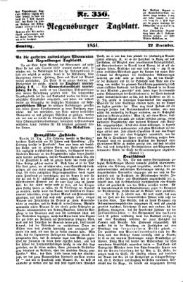 Regensburger Tagblatt Samstag 27. Dezember 1851