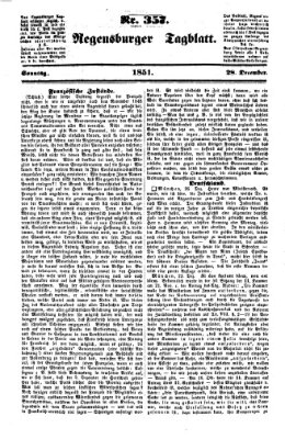 Regensburger Tagblatt Sonntag 28. Dezember 1851