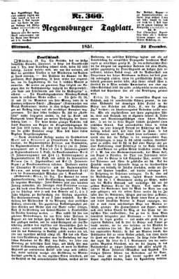 Regensburger Tagblatt Mittwoch 31. Dezember 1851