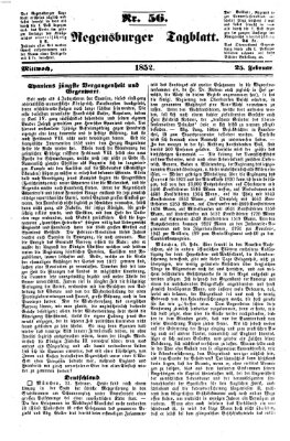 Regensburger Tagblatt Mittwoch 25. Februar 1852