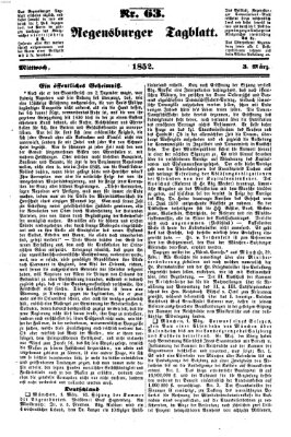 Regensburger Tagblatt Mittwoch 3. März 1852