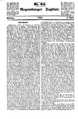 Regensburger Tagblatt Samstag 3. April 1852