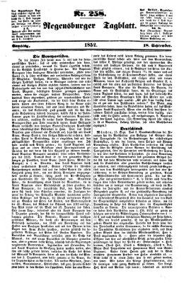 Regensburger Tagblatt Samstag 18. September 1852