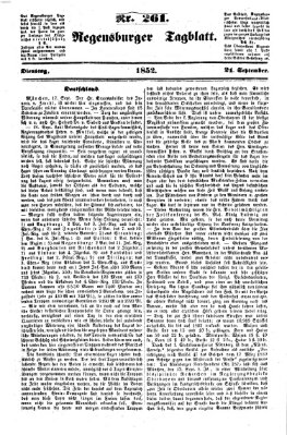 Regensburger Tagblatt Dienstag 21. September 1852