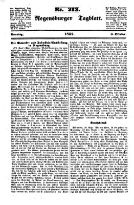 Regensburger Tagblatt Sonntag 3. Oktober 1852