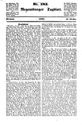 Regensburger Tagblatt Mittwoch 13. Oktober 1852