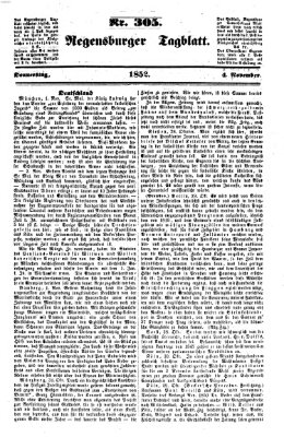 Regensburger Tagblatt Donnerstag 4. November 1852