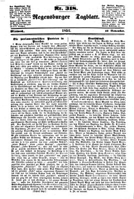 Regensburger Tagblatt Mittwoch 17. November 1852