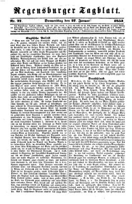 Regensburger Tagblatt Donnerstag 27. Januar 1853