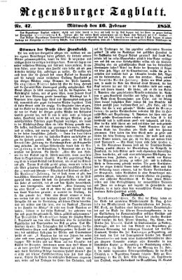 Regensburger Tagblatt Mittwoch 16. Februar 1853