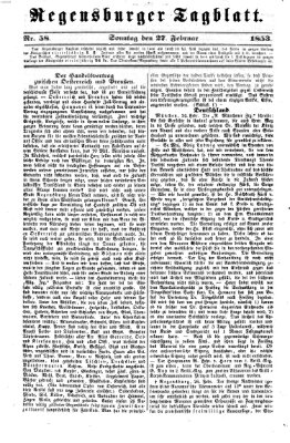 Regensburger Tagblatt Sonntag 27. Februar 1853