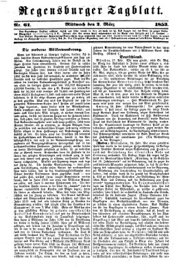 Regensburger Tagblatt Mittwoch 2. März 1853