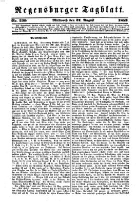 Regensburger Tagblatt Mittwoch 31. August 1853