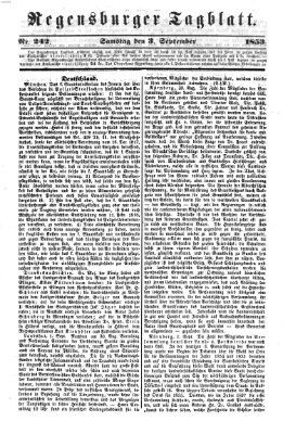 Regensburger Tagblatt Samstag 3. September 1853