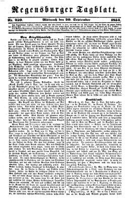 Regensburger Tagblatt Mittwoch 20. September 1854