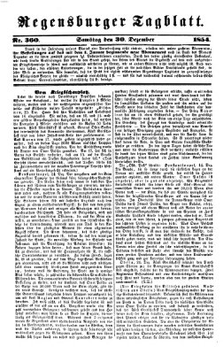 Regensburger Tagblatt Samstag 30. Dezember 1854