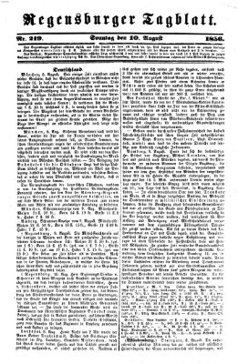 Regensburger Tagblatt Sonntag 10. August 1856