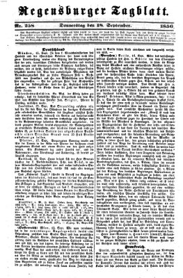 Regensburger Tagblatt Donnerstag 18. September 1856