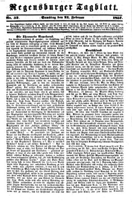 Regensburger Tagblatt Samstag 21. Februar 1857