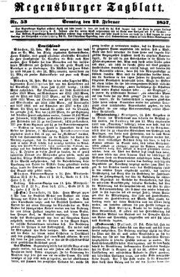 Regensburger Tagblatt Sonntag 22. Februar 1857