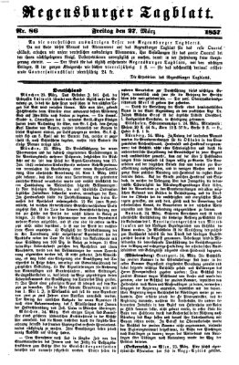 Regensburger Tagblatt Freitag 27. März 1857