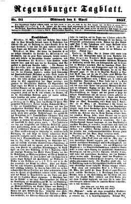 Regensburger Tagblatt Mittwoch 1. April 1857