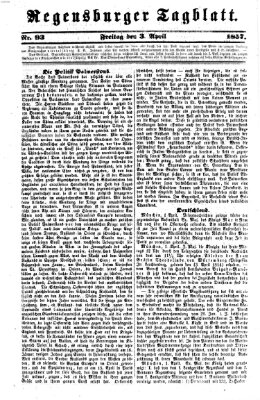 Regensburger Tagblatt Freitag 3. April 1857