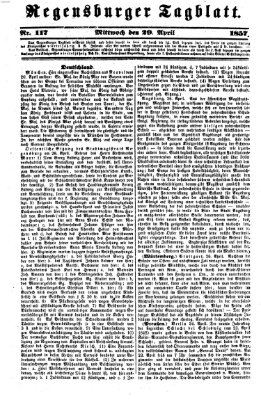 Regensburger Tagblatt Mittwoch 29. April 1857