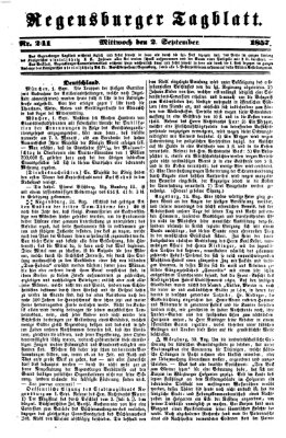 Regensburger Tagblatt Mittwoch 2. September 1857