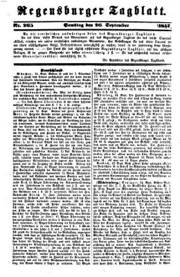 Regensburger Tagblatt Samstag 26. September 1857