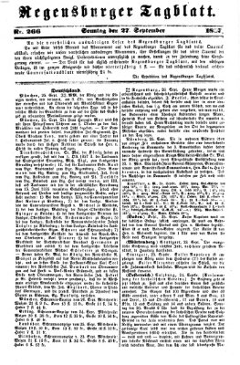 Regensburger Tagblatt Sonntag 27. September 1857