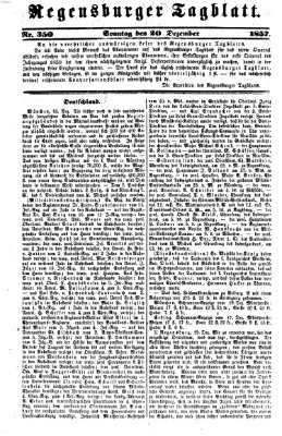 Regensburger Tagblatt Sonntag 20. Dezember 1857