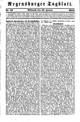 Regensburger Tagblatt Mittwoch 13. Januar 1858