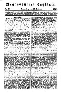 Regensburger Tagblatt Donnerstag 11. Februar 1858