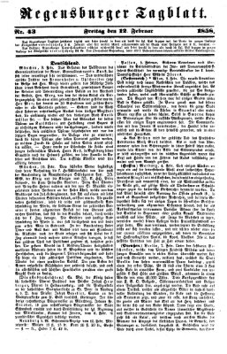 Regensburger Tagblatt Freitag 12. Februar 1858