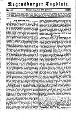 Regensburger Tagblatt Donnerstag 18. Februar 1858