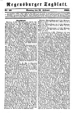 Regensburger Tagblatt Sonntag 21. Februar 1858