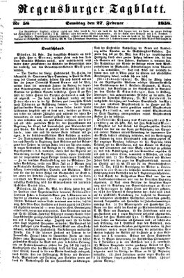 Regensburger Tagblatt Samstag 27. Februar 1858