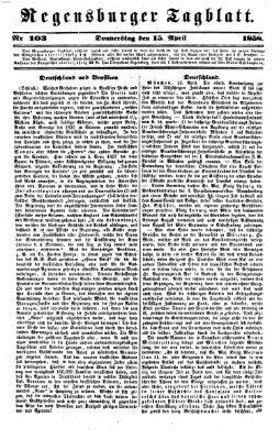 Regensburger Tagblatt Donnerstag 15. April 1858