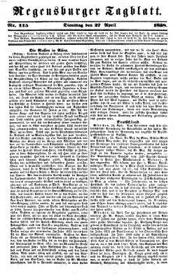 Regensburger Tagblatt Dienstag 27. April 1858