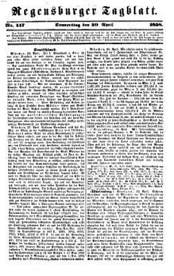 Regensburger Tagblatt Donnerstag 29. April 1858