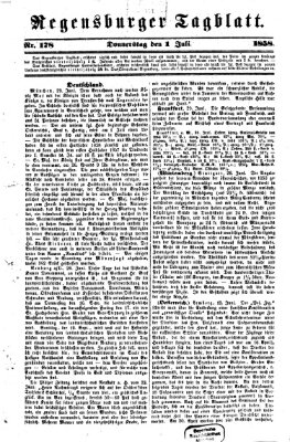 Regensburger Tagblatt Donnerstag 1. Juli 1858