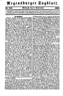 Regensburger Tagblatt Mittwoch 1. September 1858