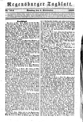 Regensburger Tagblatt Sonntag 5. September 1858