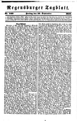 Regensburger Tagblatt Freitag 10. September 1858