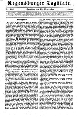 Regensburger Tagblatt Samstag 18. September 1858