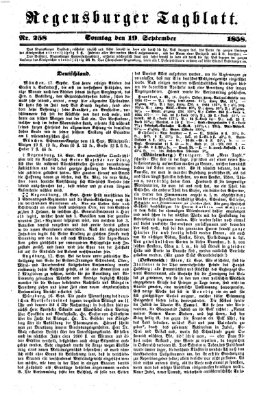 Regensburger Tagblatt Sonntag 19. September 1858