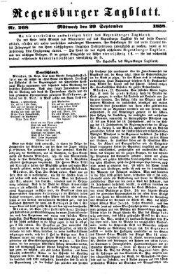 Regensburger Tagblatt Mittwoch 29. September 1858