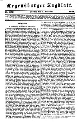 Regensburger Tagblatt Freitag 1. Oktober 1858