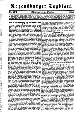 Regensburger Tagblatt Dienstag 5. Oktober 1858